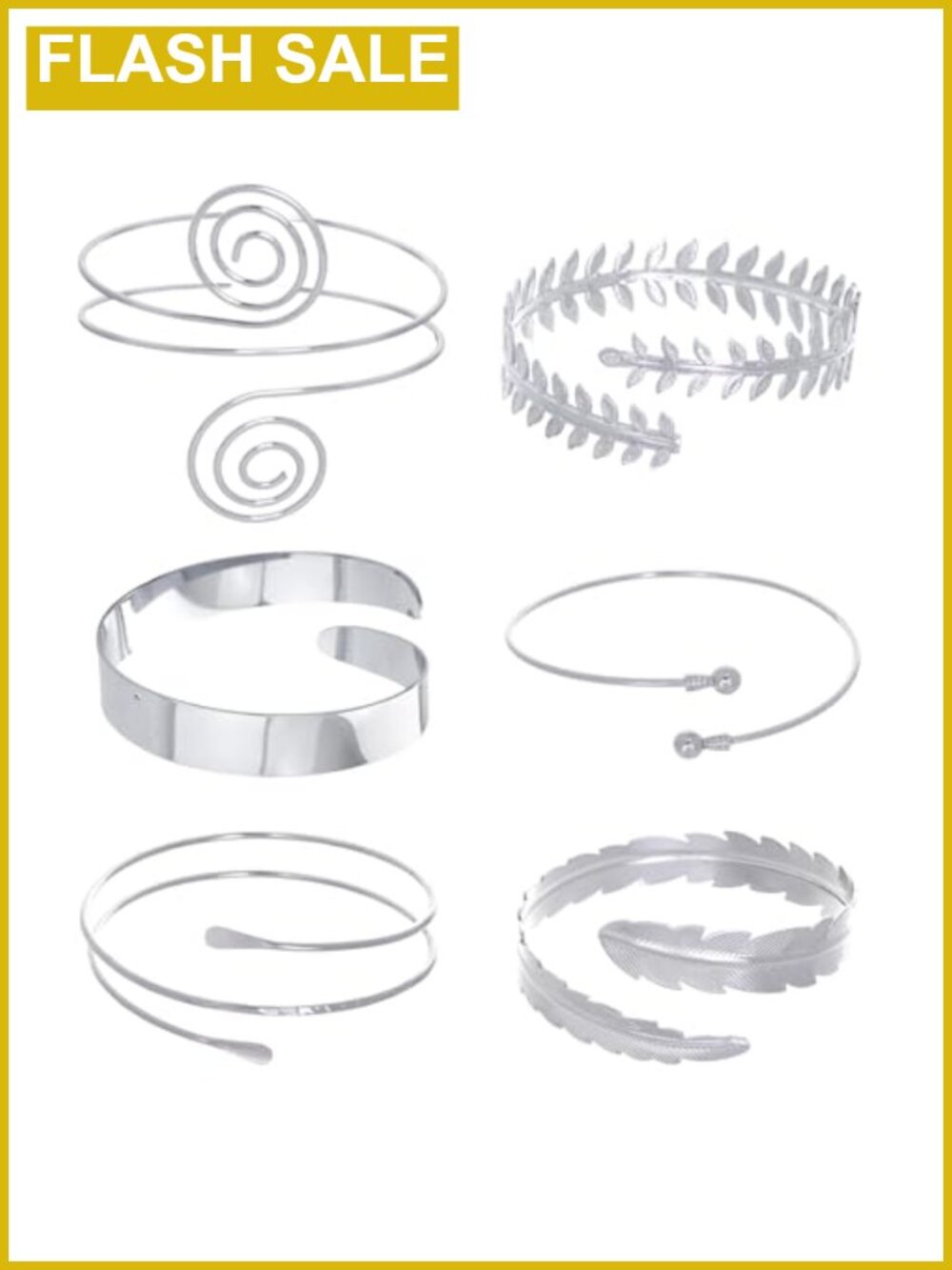 6 Pcs Women's Cuff Bracelets Arm Band Set Adjustable Metal Upper Arm Jewelry